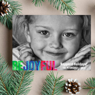 Be Joyful Colourful Holiday Letterpress Photo