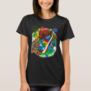 Be Kind Afro Sneaker Autism Awareness Day Support  T-Shirt