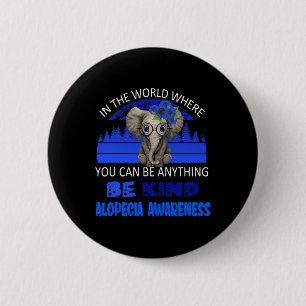 Be Kind Alopecia Awareness Elephant Retro Backgrou 6 Cm Round Badge