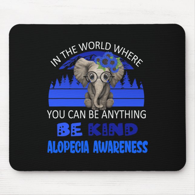 Be Kind Alopecia Awareness Elephant Retro Backgrou Mouse Pad (Front)