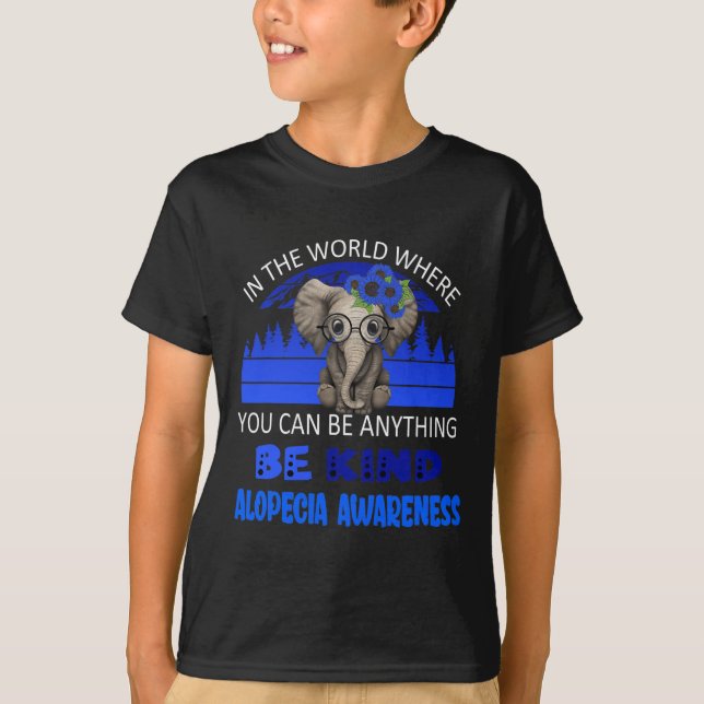 Be Kind Alopecia Awareness Elephant Retro Backgrou T-Shirt (Front)