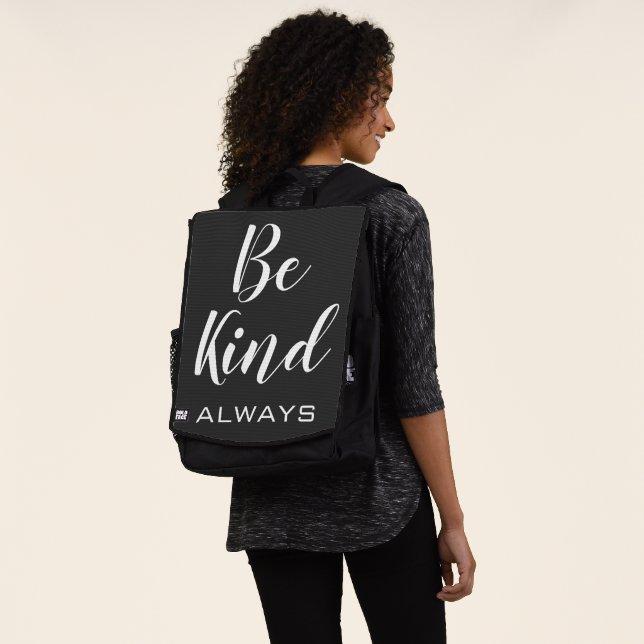 Be Kind Always Inspirational Quote Black and White Backpack (Worn)