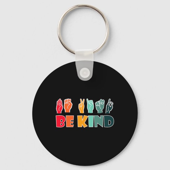 Be Kind American Sign Language Asl Disability Awar Key Ring (Front)