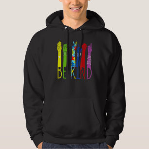 Be Kind American Sign Language Hand Autism Awarene Hoodie