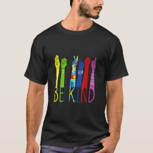 Be Kind American Sign Language Hand Autism Awarene T-Shirt