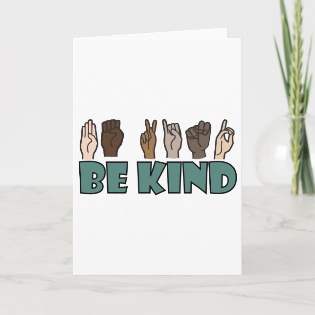 Be Kind ASL American Sign Language Card (Front)
