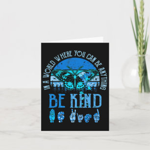Be Kind Asl Autism Awareness Inspirational Retro T Card