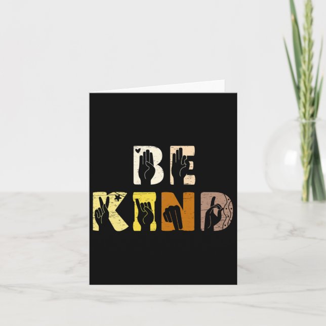 Be Kind Asl Hand Sign Interpreter Sign Language  Card (Front)