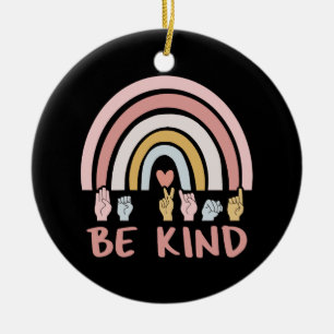 Be Kind ASL III - American Sign Language Ceramic Ornament