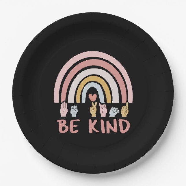 Be Kind ASL III - American Sign Language Paper Plate (Front)