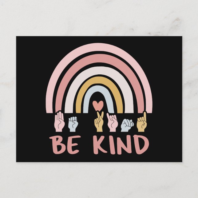 Be Kind ASL III - American Sign Language Postcard (Front)