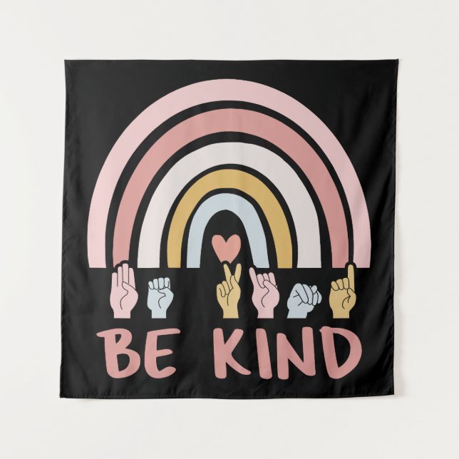 Be Kind ASL III - American Sign Language Tapestry (Front)