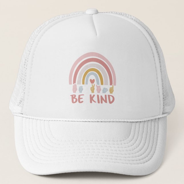 Be Kind ASL III - American Sign Language Trucker Hat (Front)