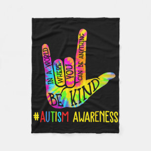Be Kind Asl Love Sign Language Hand Autism Awarene Fleece Blanket