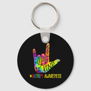 Be Kind Asl Love Sign Language Hand Autism Awarene Key Ring