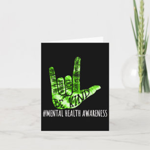 Be Kind Asl Love Sign Language Hand Mental Health  Card