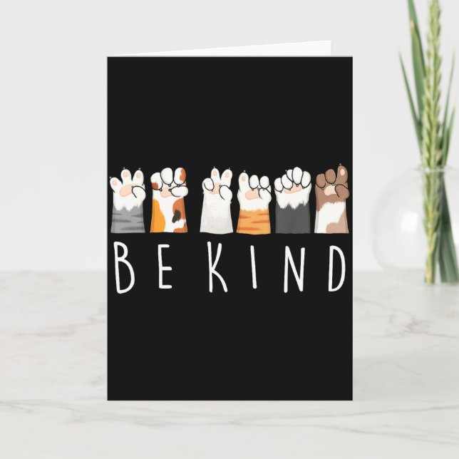 Be Kind Asl Sign Language Kindness Cat Paws Finger Card (Front)