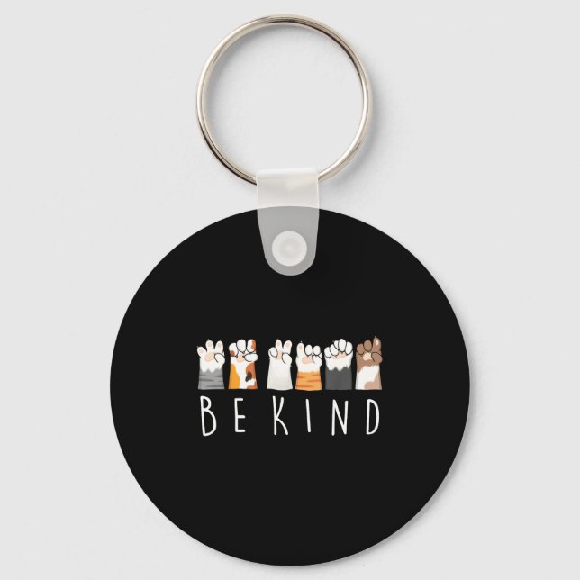 Be Kind Asl Sign Language Kindness Cat Paws Finger Key Ring (Front)