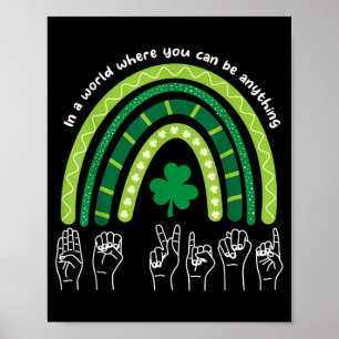 Be Kind Asl Sign Language Shamrock Rainbow St