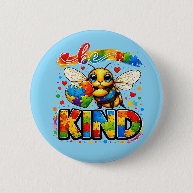 Be Kind Autism Awareness 6 Cm Round Badge (Front)
