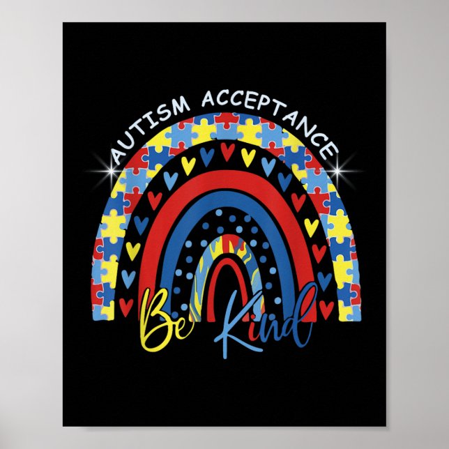 Be Kind Autism Awareness Acceptance Rainbow Choose Poster (Front)