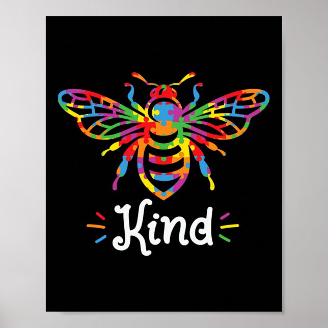 Be Kind Autism Awareness Autism Bee Kind  Poster (Front)
