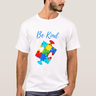 Be Kind Autism Awareness Colorful Puzzle Piece T-Shirt
