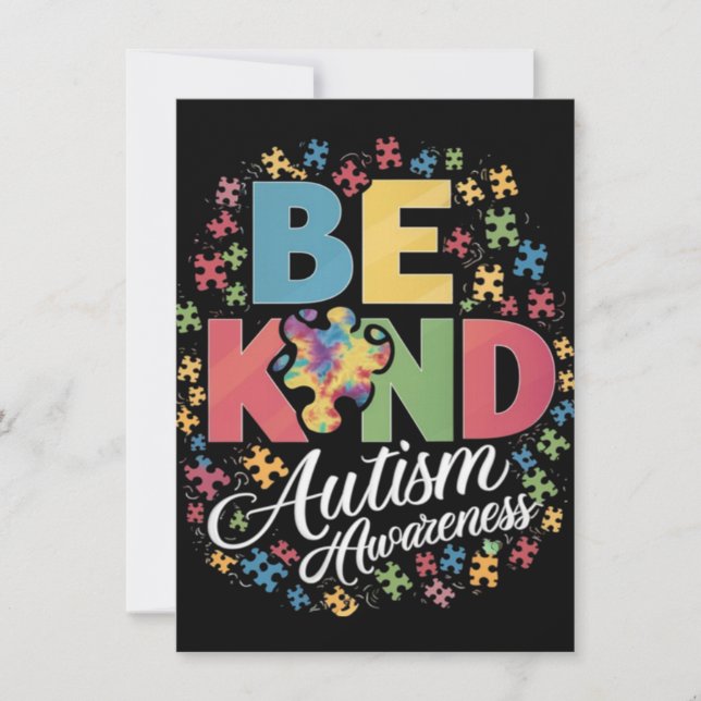 Be Kind Autism Awareness Colourful Design Card (Front)