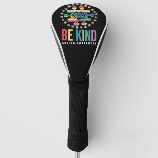 Be Kind Autism Awareness Colourful Design Golf Head Cover (Front)