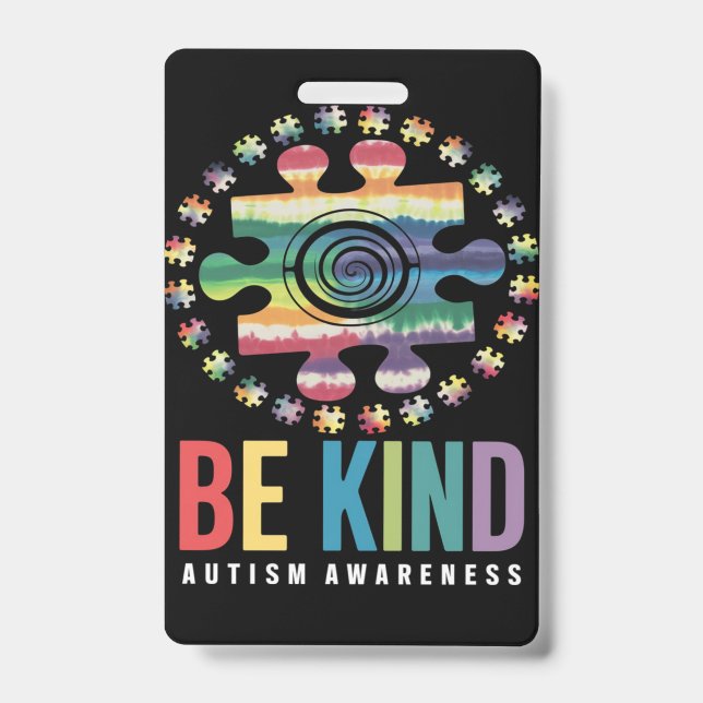 Be Kind Autism Awareness Colourful Design ID Badge (Front)