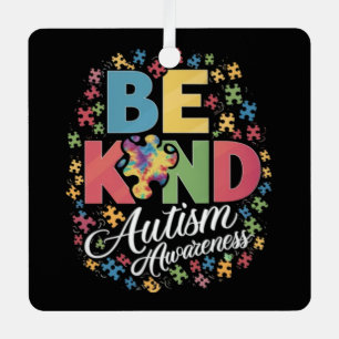 Be Kind Autism Awareness Colourful Design Metal Tree Decoration