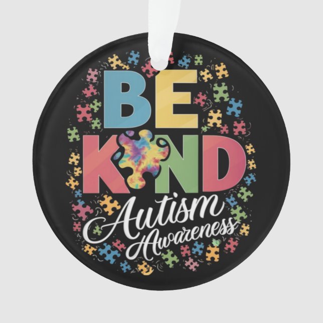 Be Kind Autism Awareness Colourful Design Ornament (Front)