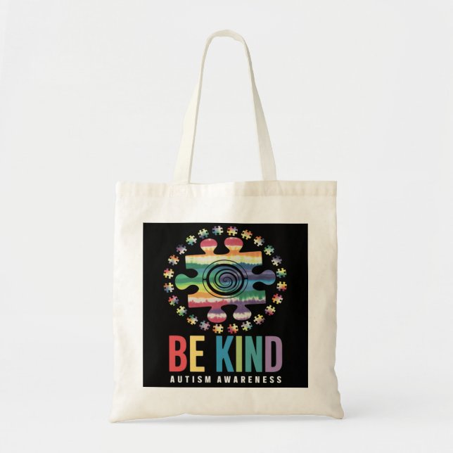 Be Kind Autism Awareness Colourful Design Tote Bag (Front)