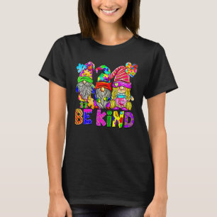 Be Kind Autism Awareness Cute Three Gnome Puzzle T-Shirt
