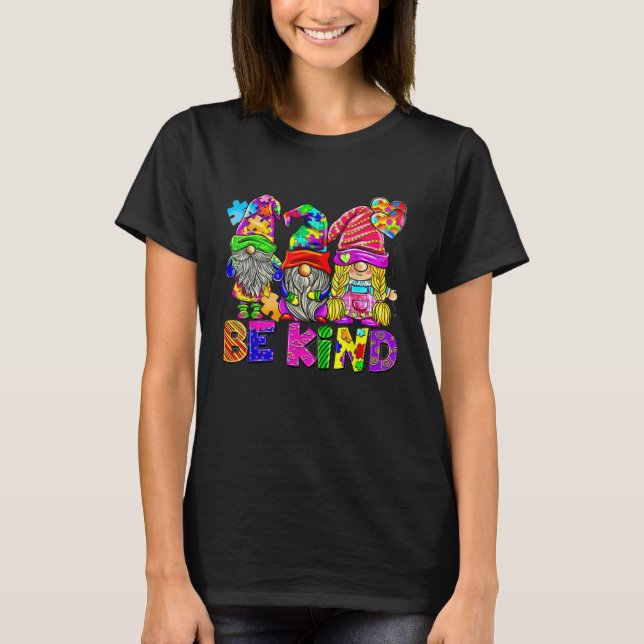 Be Kind Autism Awareness Gnomes Fighter Puzzle Kid T-Shirt (Front)