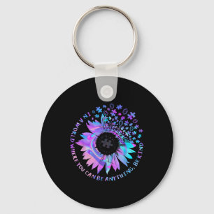 Be Kind Autism Awareness Kindness Sunflower Tie Dy Key Ring