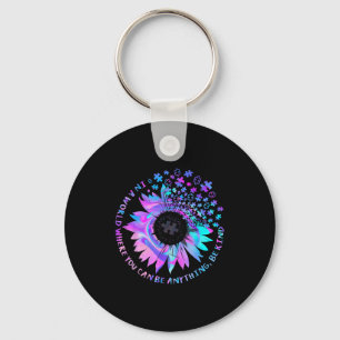 Be Kind Autism Awareness Kindness Sunflower Tie Dy Key Ring