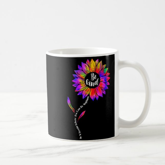 Be kind autism awareness kindness tie dye sunflowe coffee mug (Right)