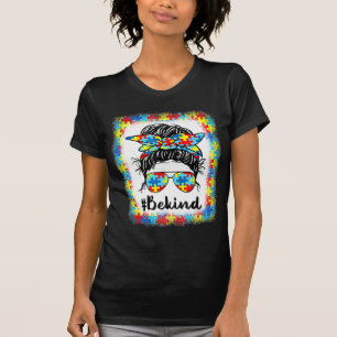 Be Kind Autism Awareness Messy Bun Girls Women Gif T-Shirt