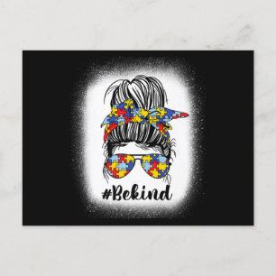 Be Kind Autism Awareness Messy Bun Mum Mother’s Da Postcard