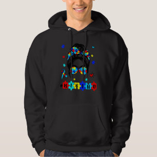 Be Kind Autism Awareness Messy Bun Proud Autism Mo Hoodie