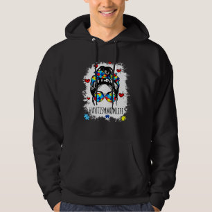Be Kind Autism Awareness Messy Bun Puzzle Proud Au Hoodie