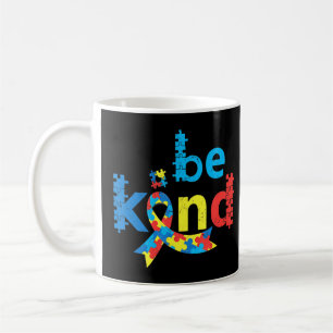 Be Kind Autism Awareness Month Puzzle Piece Ribbon Coffee Mug