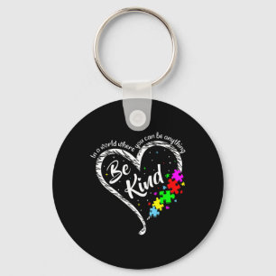Be Kind Autism Awareness Puzzle Pieces Heart Love Key Ring