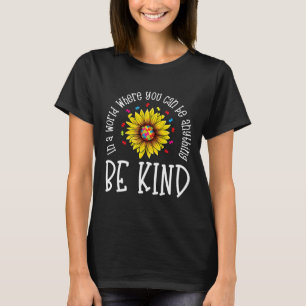 Be Kind Autism Awareness Quote Puzzle Piece Sunflo T-Shirt