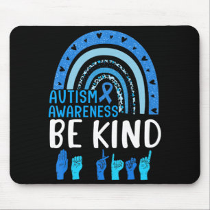 Be Kind Autism Awareness Rainbow Trendy Women Girl Mouse Pad