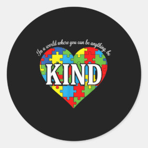 Be kind autism awareness shirt - cute puzzle heart classic round sticker