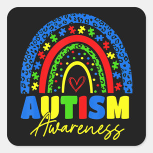 Be Kind Autism Awareness Shirt Rainbow Leopard Wom Square Sticker