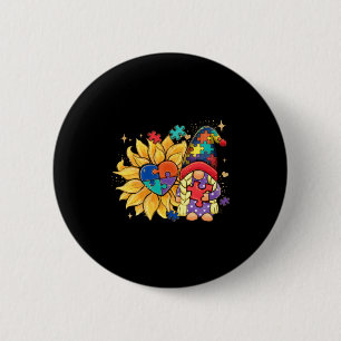 Be Kind Autism Gnomes Sunflower Autism Awareness M 6 Cm Round Badge
