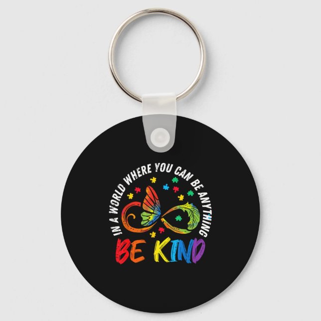 Be Kind Autism Infinity Butterfly Awareness Men Wo Key Ring (Front)